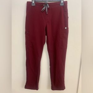 FIGS Women’s Burgundy Scrubs - Petite Small, Straight Leg
